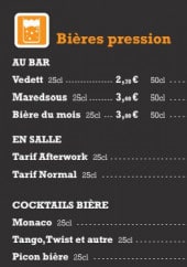 Menu Au Fût et à mesure - Les bières pression