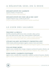 Menu Bella Bay - A deguster et les salades