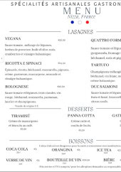 Menu Casa Lasagna - Les menus