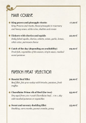 Menu Charleston Nice - Main course, french meat selection and the truffle