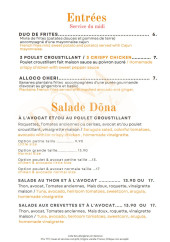 Menu Dõna - Les entrées et salades