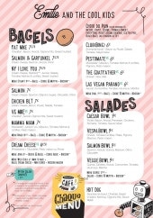 Menu Emilie's - Bagels et salades