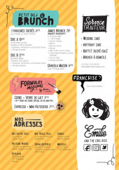 Menu Emilie's - Brunch, taiteur, formules magiques,...