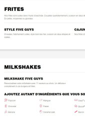 Menu Five Guys - Les frites et milkshakes