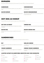 Menu Five Guys - Les burgers, hot dog au bœuf et sandwiches