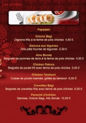 Menu Indian Lounge - Les entrées