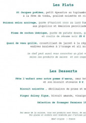 Menu L'eau de vie - Les plats et desserts