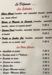 Menu L'Entre Nous - Les salades et plats chauds