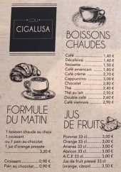 Menu Lou Cigalusa - Les formules du matin, les boissons chaudes ...