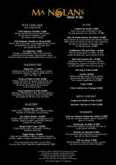 Menu Manolans - Les petit déjeuner, sandwiches, burgers...