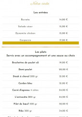 Menu Nubuck - Les entrées et plats