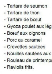 Menu O'Crazy Resto - Exemple de plats 