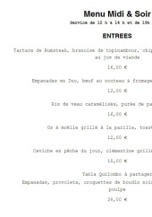 Menu Quilombo - Menu midi et soir