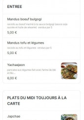 Menu Sixsa - Les entrées, plats et accompagnements