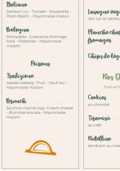 Menu Tasty Trame - Les desserts, boissons, ...