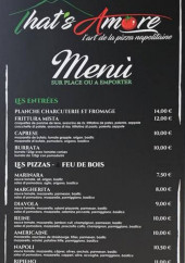 Menu That’s Amore - Les entrées, pizzas et desserts