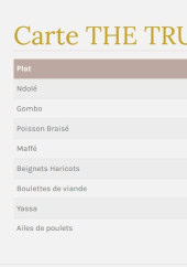Menu The Truth's - La carte