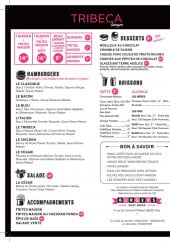 Menu Tribeca Burger - Les hamburgers, salades...