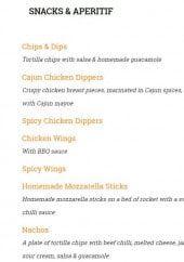 Menu Wayne's Bar - Les snacks et apéritif 