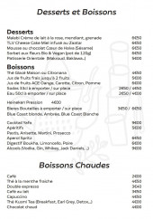 Menu Yafo - Les desserts et boissons