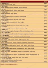 Menu ZK Pizza - Les Pizzas