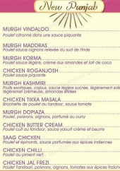 Menu Le New Punjab - Les poulets