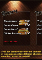 Menu Street Burger - Les plats