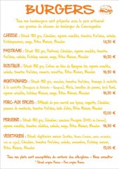 Menu L'Atelier Gourmand - Burgers