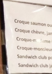 Menu Le Cafe Des Sports - Les snacks