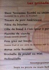 Menu Le Brasier - Les grillades au barbecue