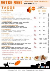 Menu Nano's - Les tacos