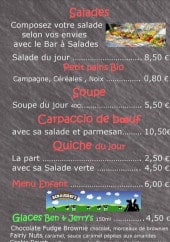 Menu Nini - Les salades, petit pain bio, soupes...