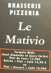 Menu Le Mativio - Exemple de menu