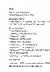 Menu L'Adresse - Un exemple de plats du jour