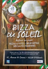 Menu Pizza du soleil - La carte et menu chez Pizza du soleil à Vallauris