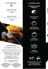 Menu La Pizze - Boissons et informations