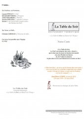 Menu Le Manoir de l'Etang - La carte du soir