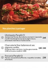 Menu Villa Paradis'O - Planches a partager