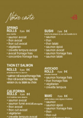 Menu one sushi - La carte