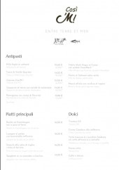 Menu Così ’M ! - La carte