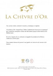 Menu la Chèvre d'Or - carte et menu la Chèvre d'Or Eze