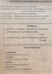 Menu L'affogato - Les galettes et formules
