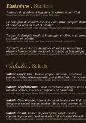 Menu La Mandala - Les entrées et les salades 