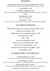 Menu Ma nolan's irish pubs - Les desserts et accompagnements