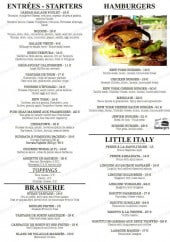 Menu New York - New York - Les entrées, hamburgers, brasseries,...