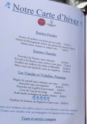 Menu Les Mélèzes - La carte d'hiver