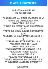 Menu La Maison Barnoin - Plats à emporter