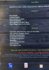 Menu Pizza des plans - Les plats, desserts......