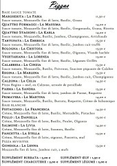 Menu Arôme Antique - Les pizzas