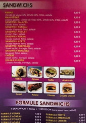 Menu Kebab Ararat - Les sandwichs et formules